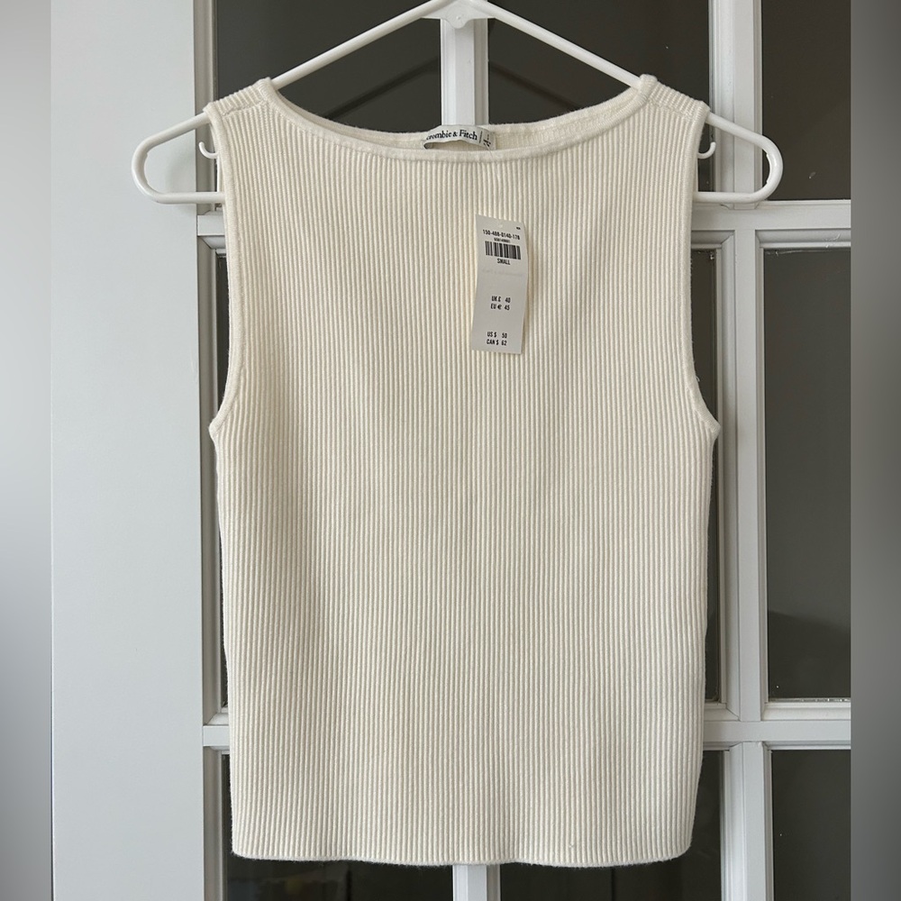 NWT Abercrombie & Fitch Ribbed White Ivory Tank Top Small